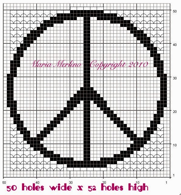 Filet Crochet: Crochet Filet Peace Sign Symbol Chart Graph