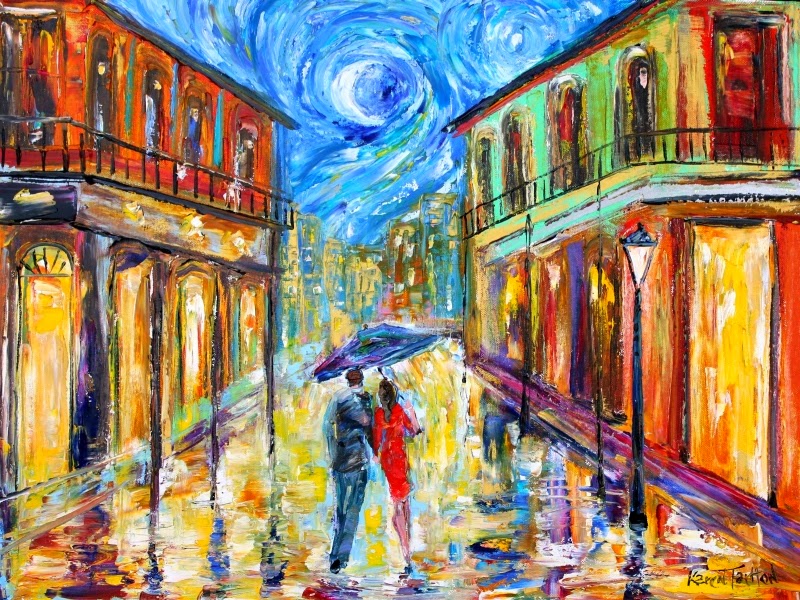 Palette Knife Painters International Original Oil Painting New Original Oil Painting New Orleans Starry Night Palette Knife Fine Art By Karen Tarlton