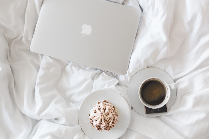 Breakfast Time With Apple Laptop Breakfast Time With Apple Laptop