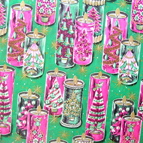 vintage christmas wrapping paper candles