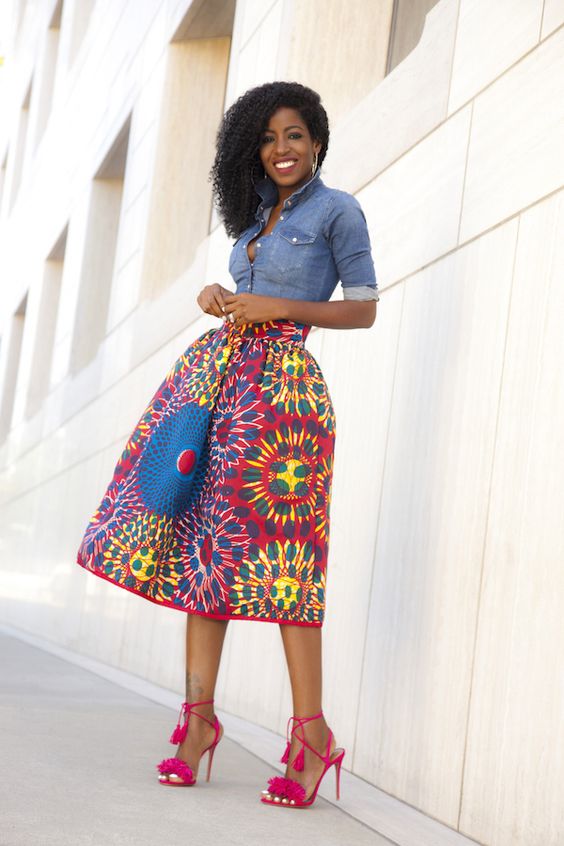 denim jacket with african print
