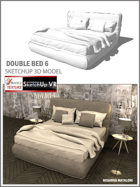 modern double bed blueprint past times Rosanna Mataloni SKETCHUP 3D MODEL DOUBLE BED #6