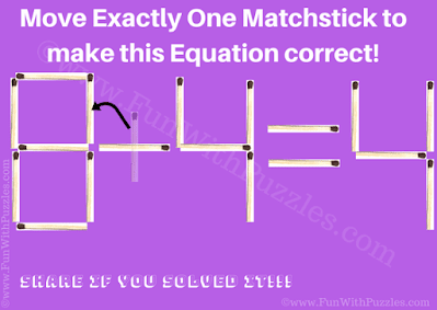 Answer of Matchstick Kids Puzzle: 8-4=4