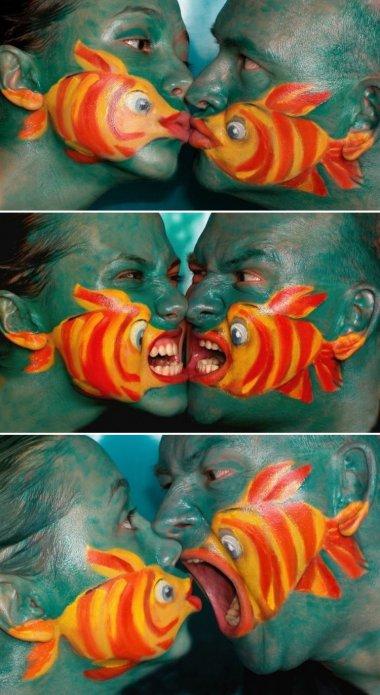 body painting peixes beijoqueiros
