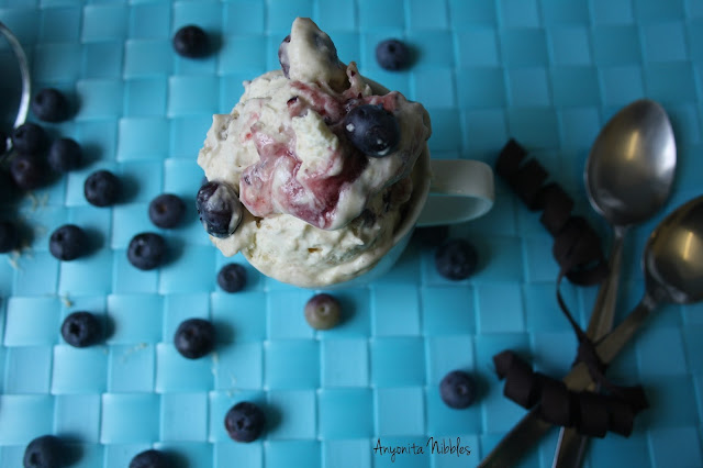 Blueberry muffin ice cream with scattered blueberries from www.anyonita-nibbles.com