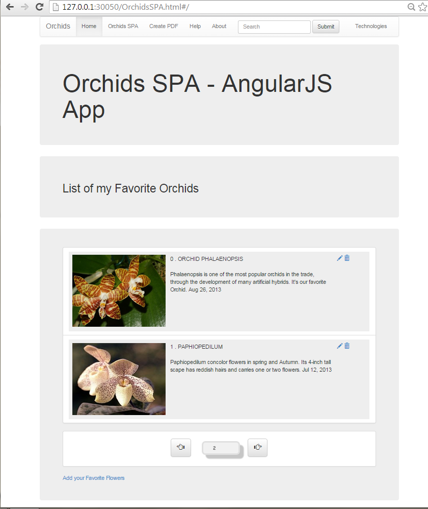 Create an AngularJS SPA with all CRUD functionality connected to an OData RESTful Web API service        