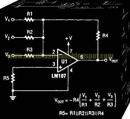 Electronic Inverting Summing Amplifier Circuit Diagram