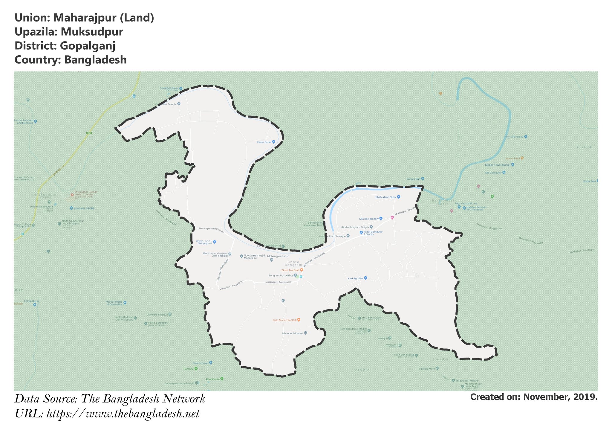 Map of Maharajpur of Muksudpur Upazila Map of Maharajpur of Gopalganj, Bangladesh.