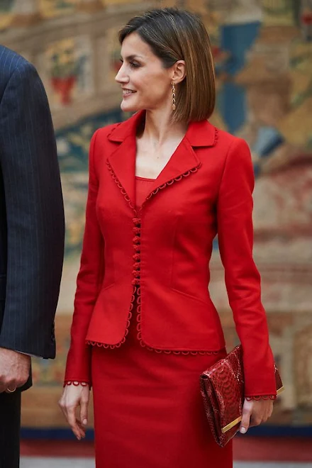 Queen Letizia of Spain and King Felipe VI of Spain attends the Cervantes Institute Annual Meeting at Royal Palace of El Pardo