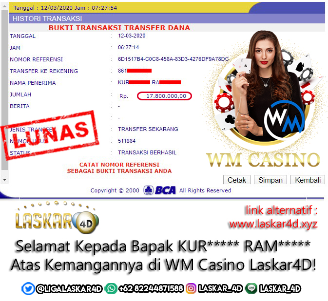 Mantap Dengan Kemenangan Besar Bermain Di Casino WM LASKAR4D!