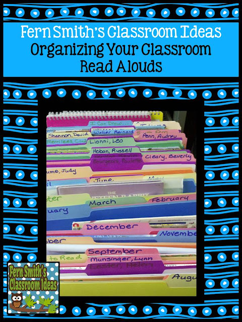 How to organize your classroom read alouds by month and authors.