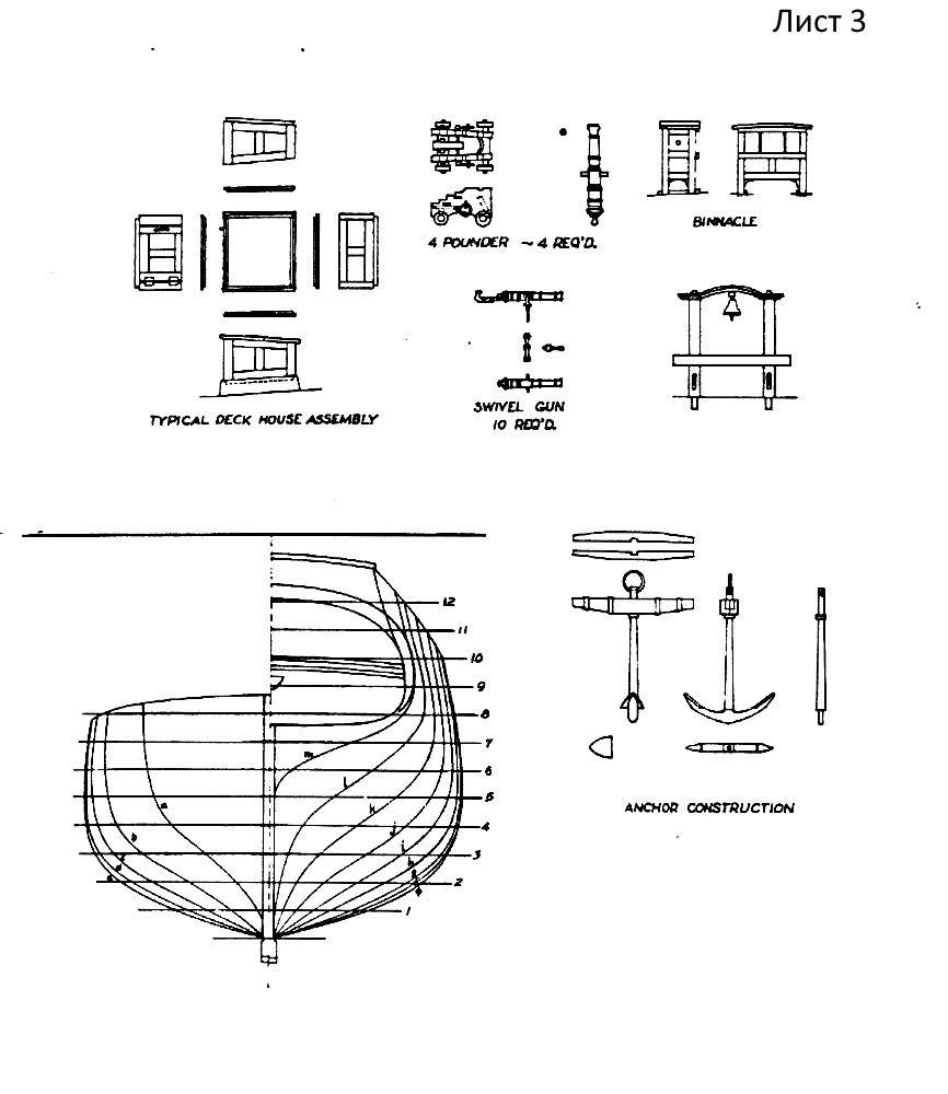 Двухмачтовая шхуна марсельная чертежи