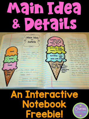 FREE Main Idea Activity! Students can glue this visual in an interactive notebook and refer to it as needed.