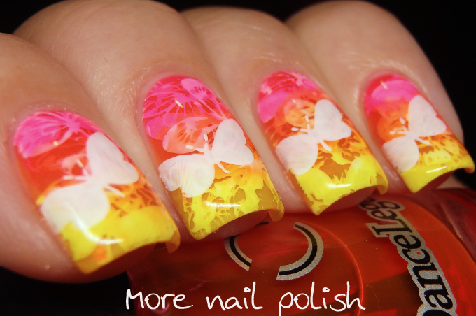 The Digital Dozen does Whimsy - Neon butterfly pond mani ~ More Nail Polish
