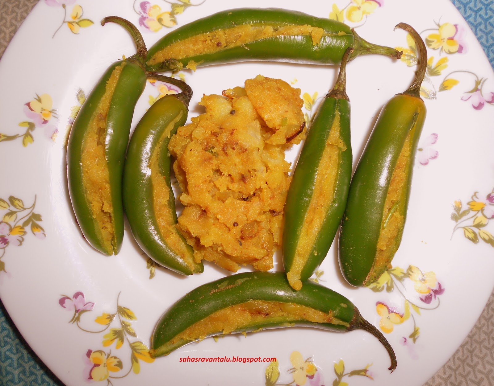 Sahasra Recipes Potato Stuffing Mirchi Bajji