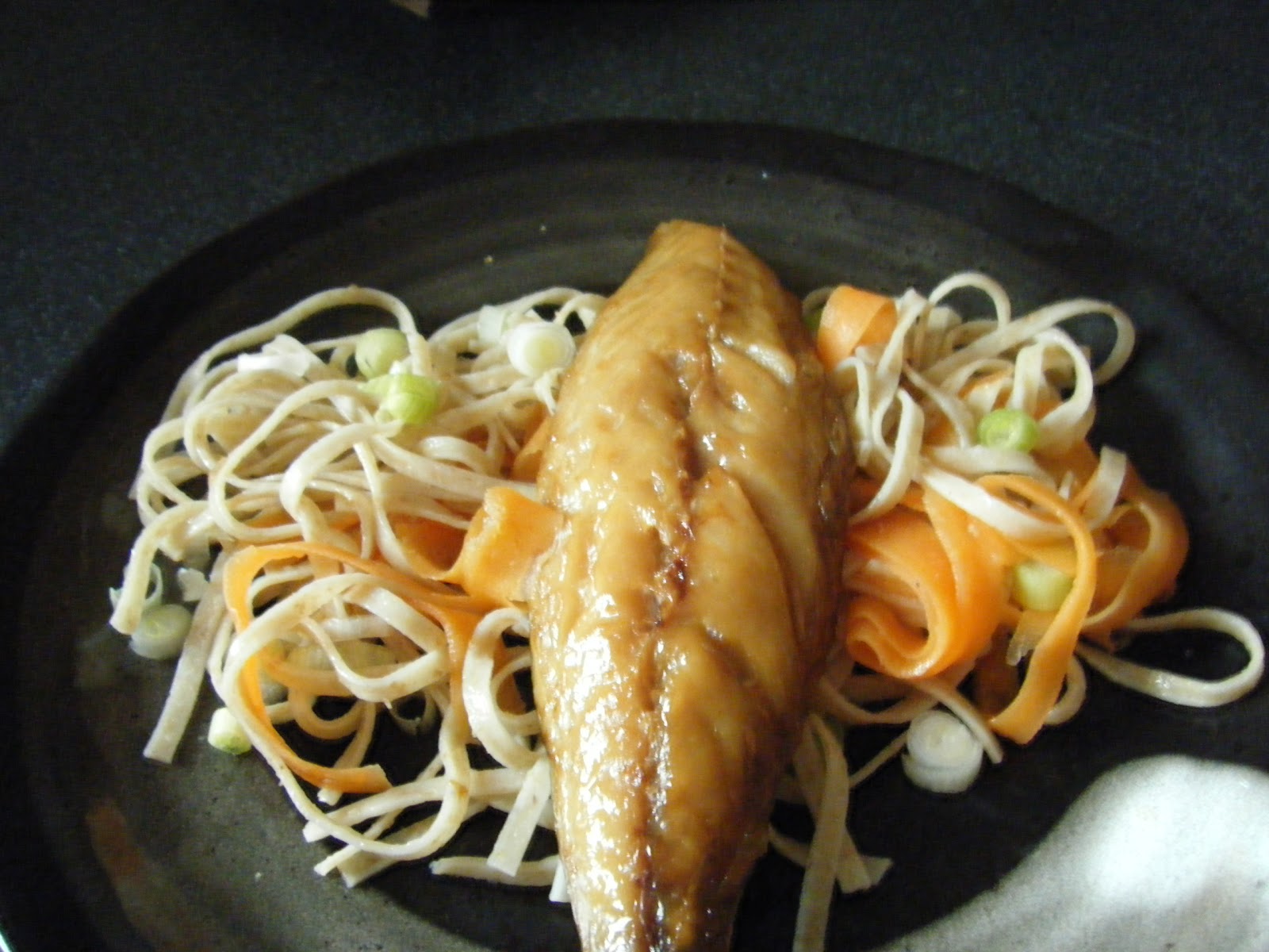 Breakfast Of Champions Smoked Mackerel, Noodles & Ribbons of Carrot
