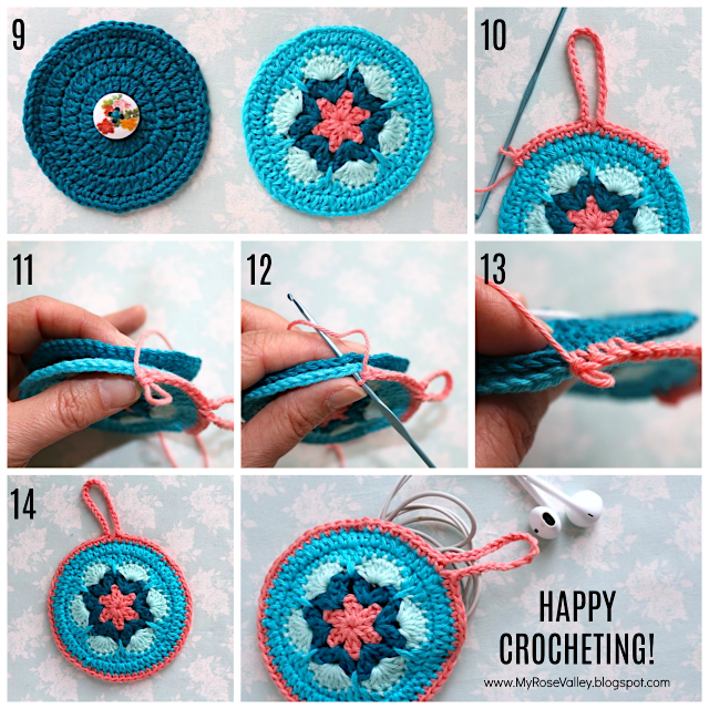 My Rose Valley African Flower Earphone Case A crochet tutorial