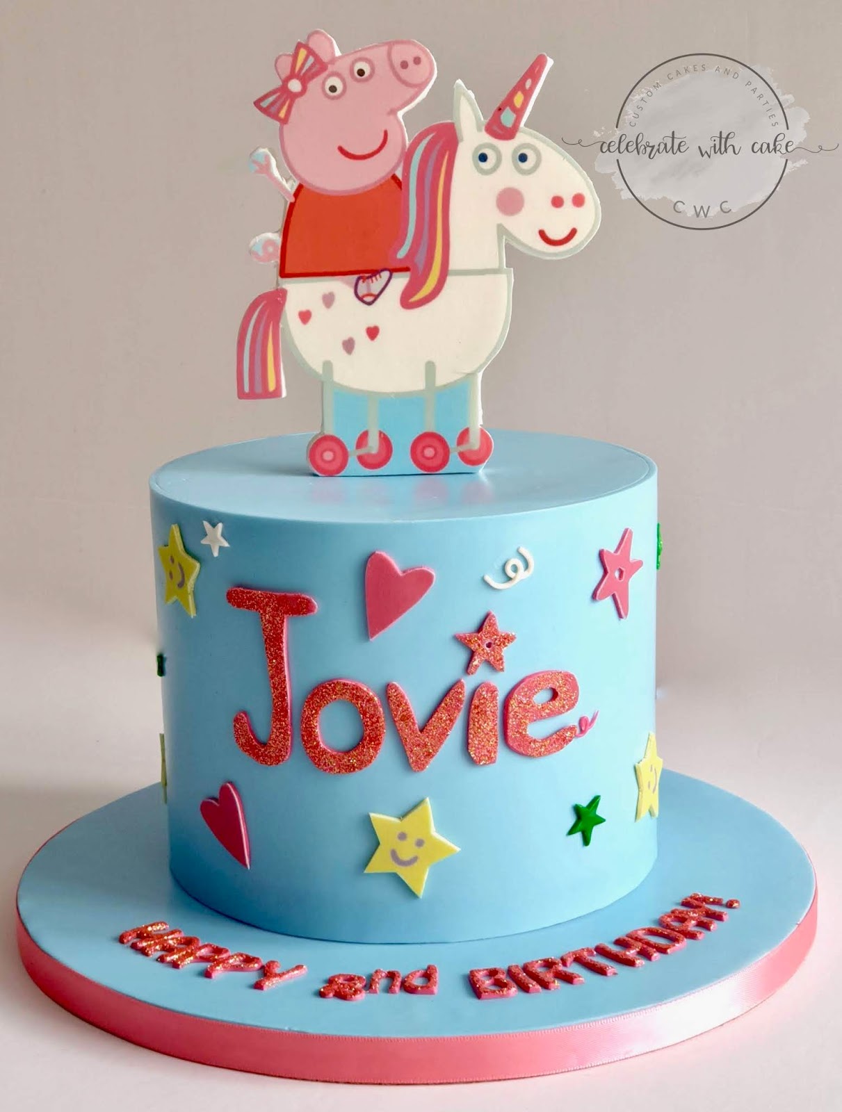 Celebrate With Cake Peppa Pig Unicorn Single Tier Cake