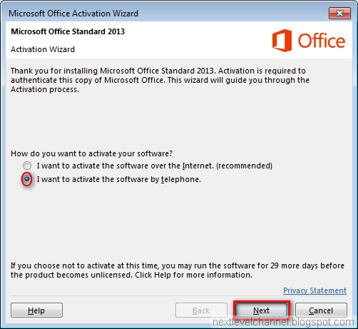Activate Microsoft Office 2013 by Phone