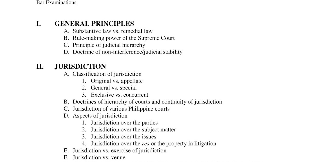 A Tired Future Attorney Remedial Law Bar Exam 2019 Syllabus