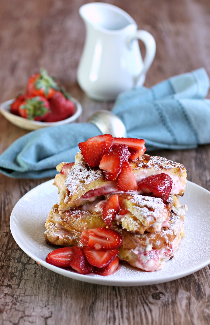 Hungry Couple Strawberries and Cream Stuffed French Toast