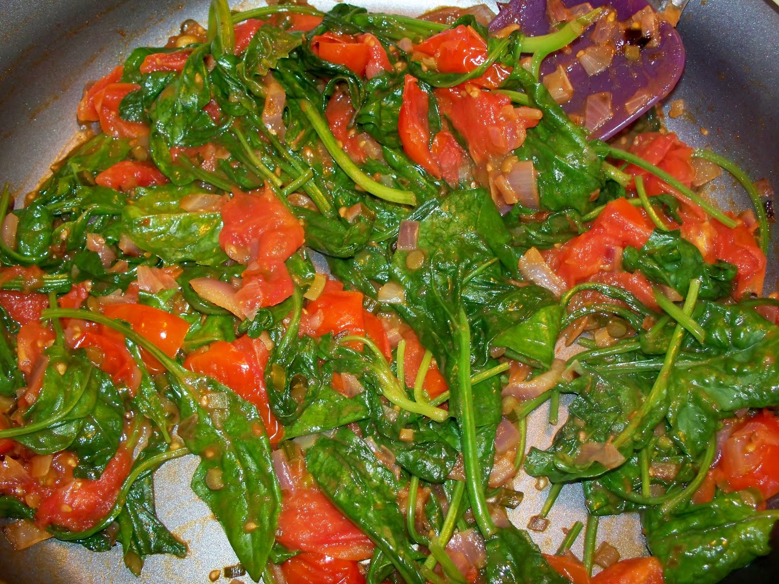 The Purple Cook Sautéed Spinach with Tomatoes