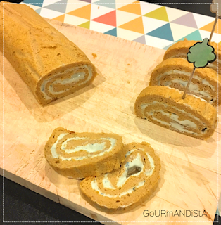 image Biscuit roulé carotte, farine de châtaigne et crème au bleu