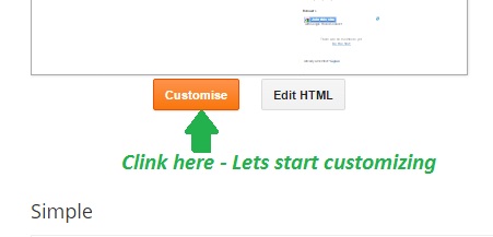 Blogger Customize tab