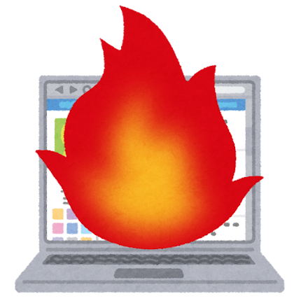 炎上するSNSが表示されたコンピューターのイラスト