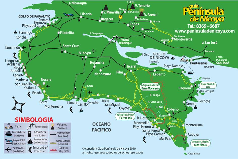Costa Rica Nicoya Peninsula Map - Printable Maps Online