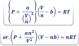 Van der Waals equation for n Moles Real Gas what is the Van der Waals equation?