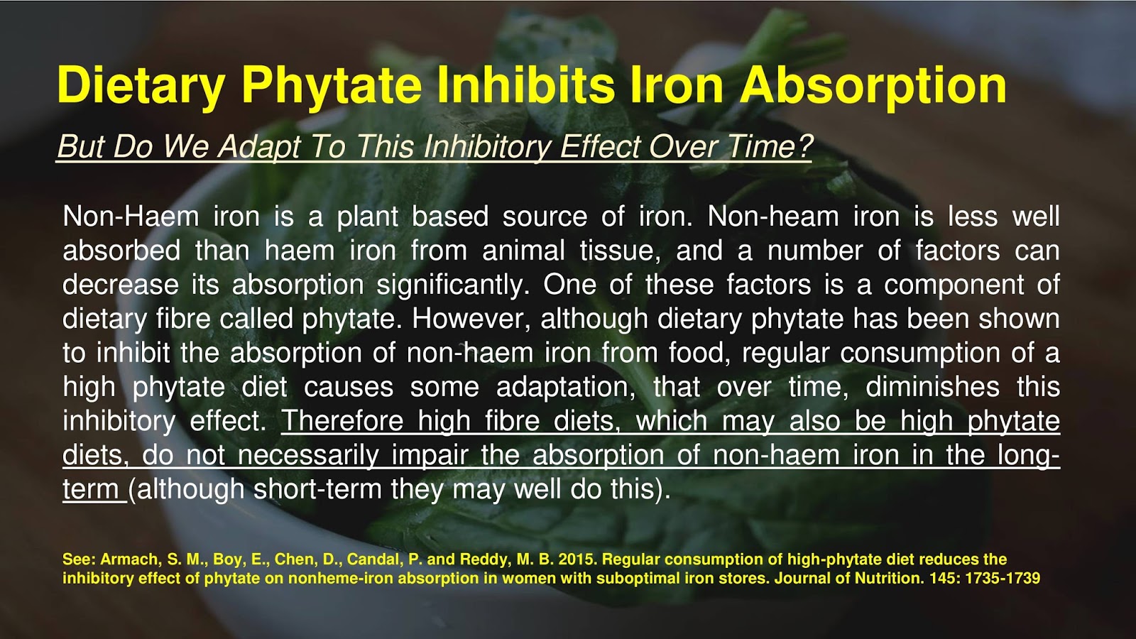 Dietary Phytate Inhibits Iron Absorption