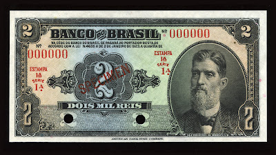 World Paper Money American Brazilian currency Mil Reis banknote Banco Brasil