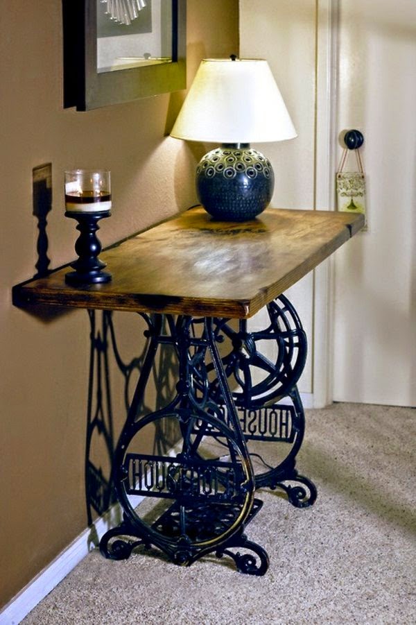Old furniture redesign &#8211; the old sewing machine use as vintage furniture