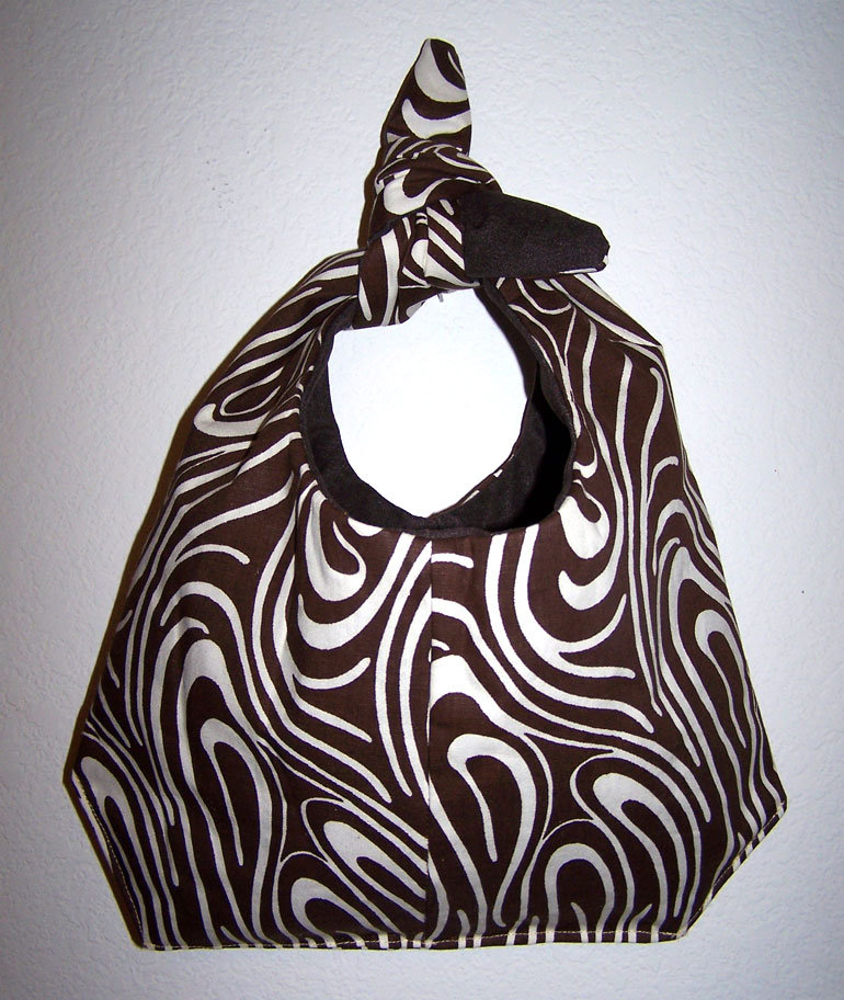 Handmade Chocolate Brown Swirl Tie Handle Purse Handbag