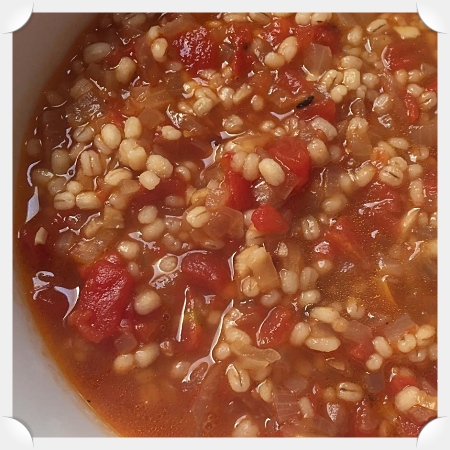 Roasted Tomato & Garlic Soup with Barley