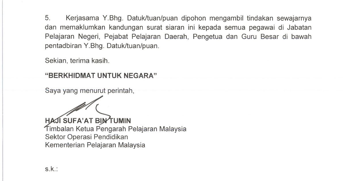 Surat Rasmi Tidak Hadir Ke Kelas Dalam Bahasa Inggris