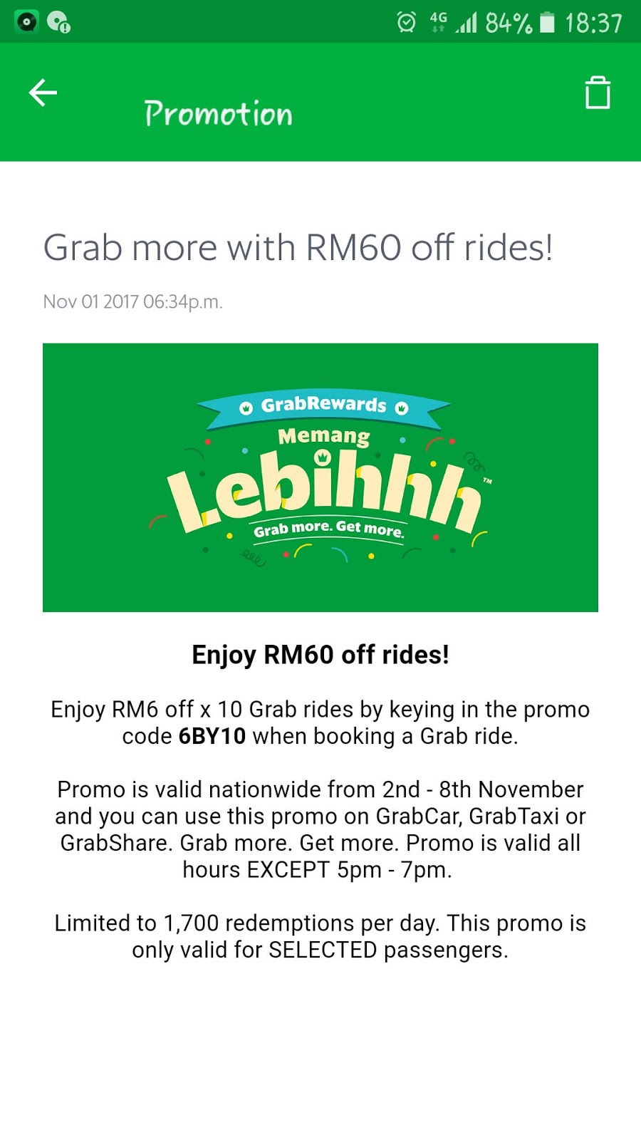 Grab Promo Code (2nd8th Nov 2017) Promo Codes MY
