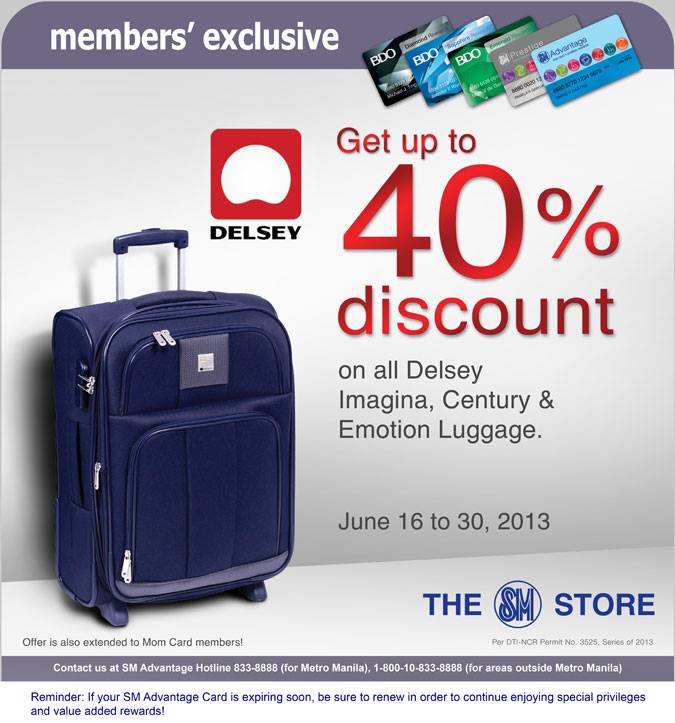 SM Member Exclusive Luggage Discount June 16 to 30 2013 Pamurahan