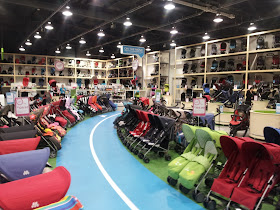 hundreds of pushchairs, pushchairs to test, kiddicare lakeside