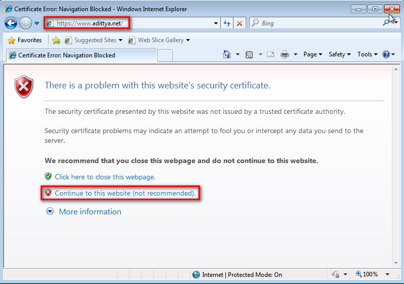 Server certificate is not trusted. Server certificate is not trusted