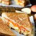 GRILLED CHEESE AND APPLE SANDWICH WITH SRIRACHA BUTTER.