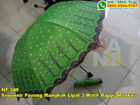 Toko Souvenir Payung Mangkok Lipat 3 Motif Happy Monkey