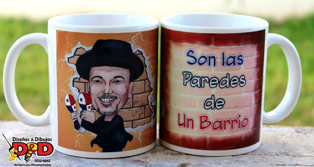 Caricaturas en Panamá impresas en tazas