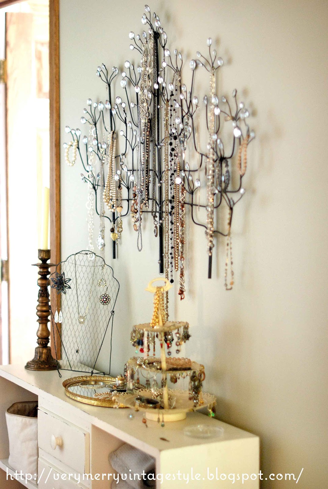 Very Merry Vintage Syle HomeGoods Wall Art turned Jewelry Tree {Sparkles}