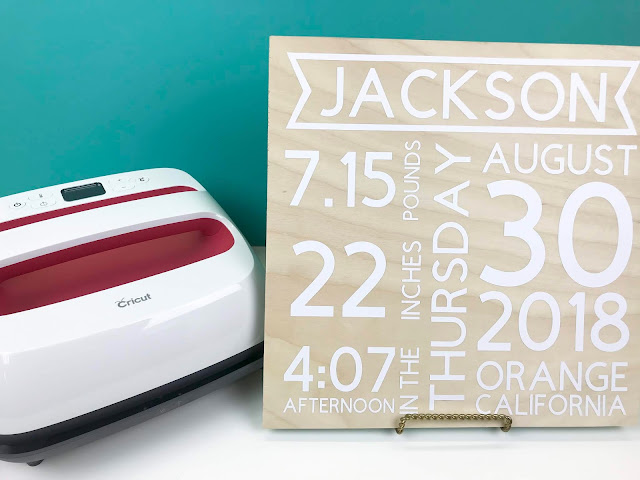 Create your own DIY Baby Stat sign with Cricut EasyPress 2!