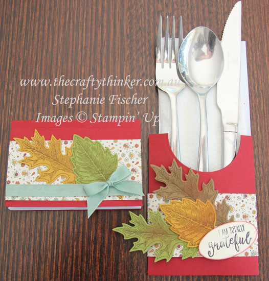 Stamin Up, #thecraftythinker, Thanksgiving, Table Setting, Cutlery holder, pouch, mini journal, Vintage Leaves, Stampin Up Australia Demonstrator, NSW