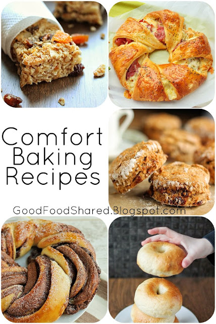 5 Comfort Baking Recipes, all with step by step photographs. Everything from Bagels to Granola Bars! GoodFoodShared.Blogspot.com