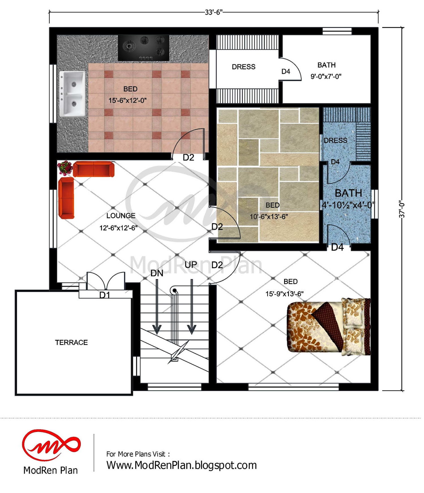 7 marla house plan 1800 sq ft 46x41 feetwww.modrenplan