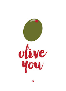 LostBumblebee ©2017 10 Punny but not too cheesy valentines prints , donate to download, Personal Use only, www.lostbumblebee.net, olive you, olives